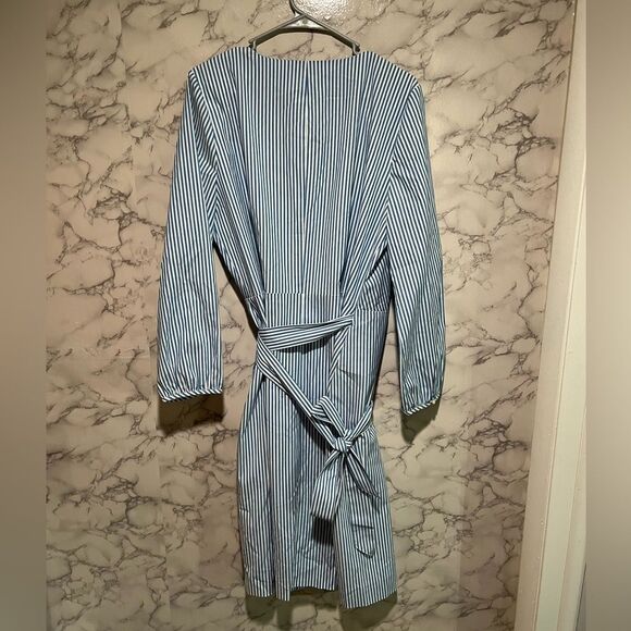 J. Crew Wrap Dress in Striped Cotton Poplin Size 14T - Picture 12 of 13